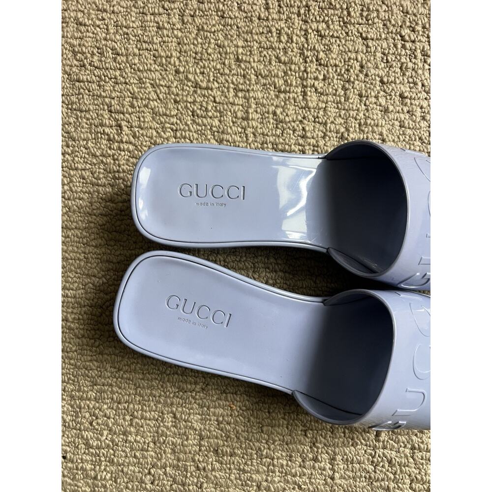 GUCCI Rubber Light Blue Platform Heels Womens EU 41 USA 11 Slip On - Picture 3 of 14